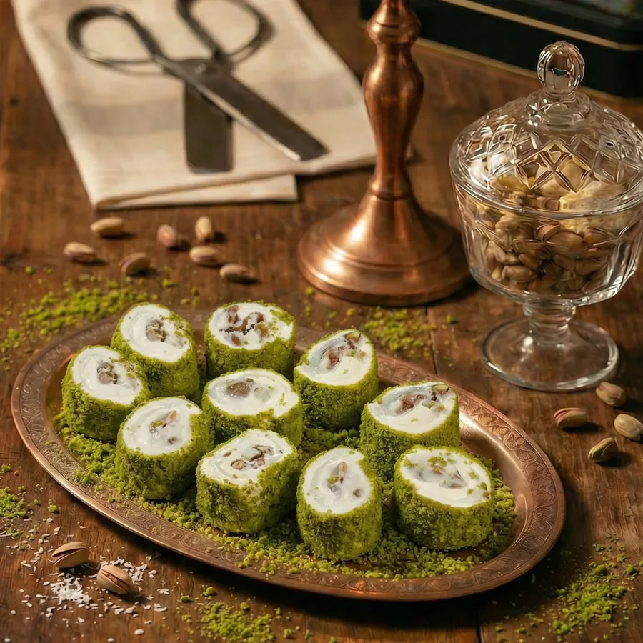Kaymaklı Antep Fıstıklı Toz Fıstık Kaplı Lokum
